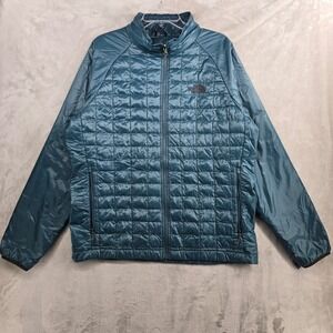 The North Face Thermoball Jacket Mens Size Large Teal Blue Full zip Insulated